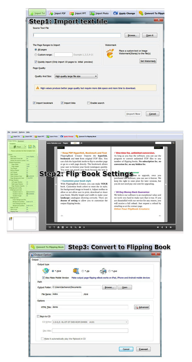 free-flippingbook3d-maker steps