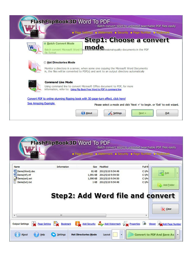 flippingbook3d free word to pdf steps