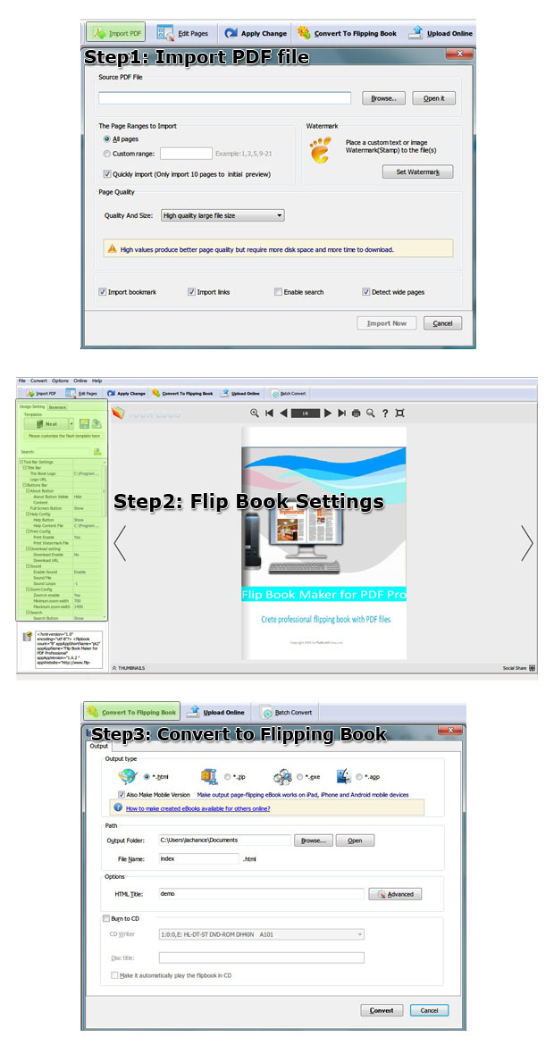 pdf to flippingbook3d pro steps